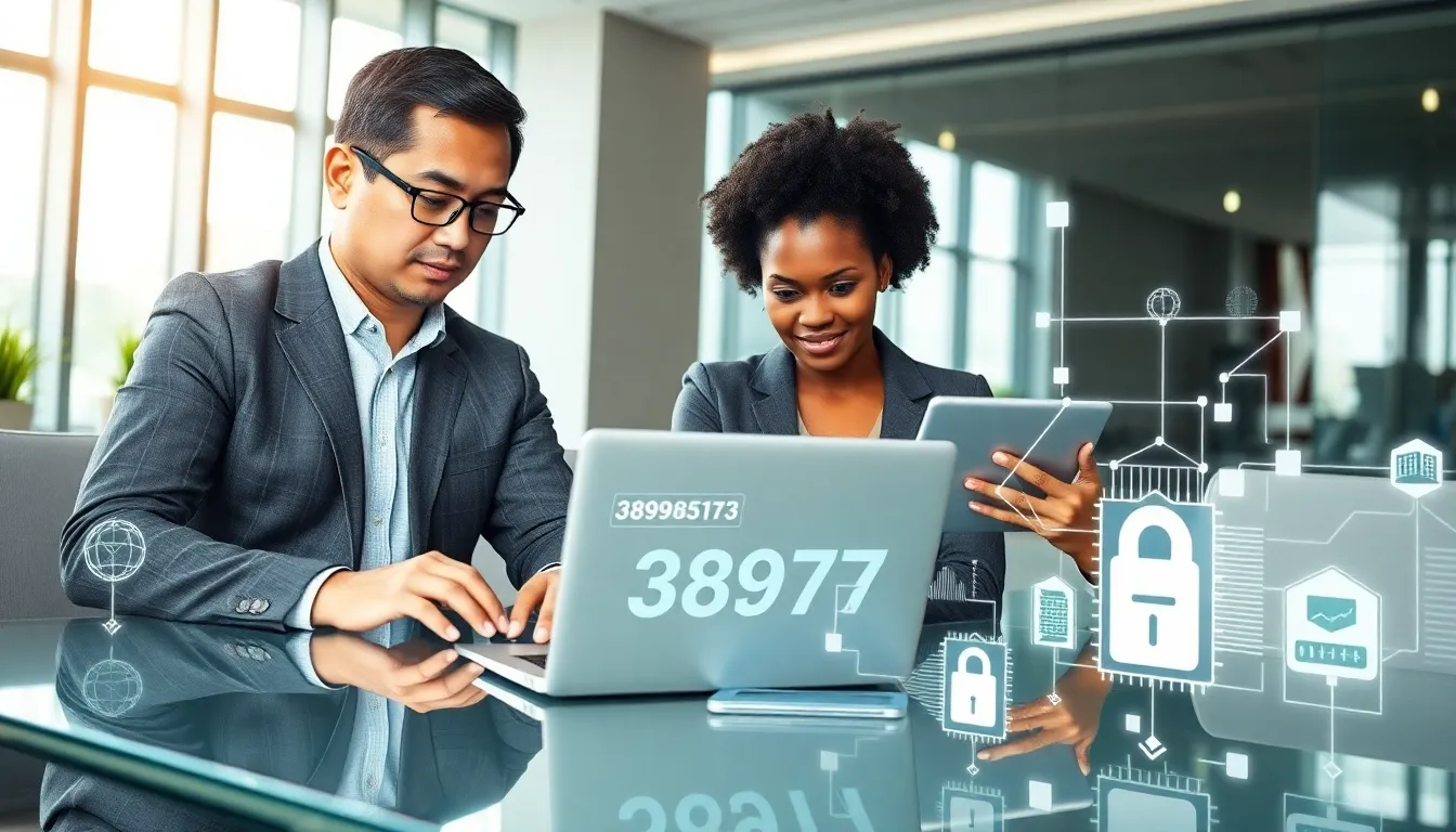 professionals collaborating in a modern office on data technology.